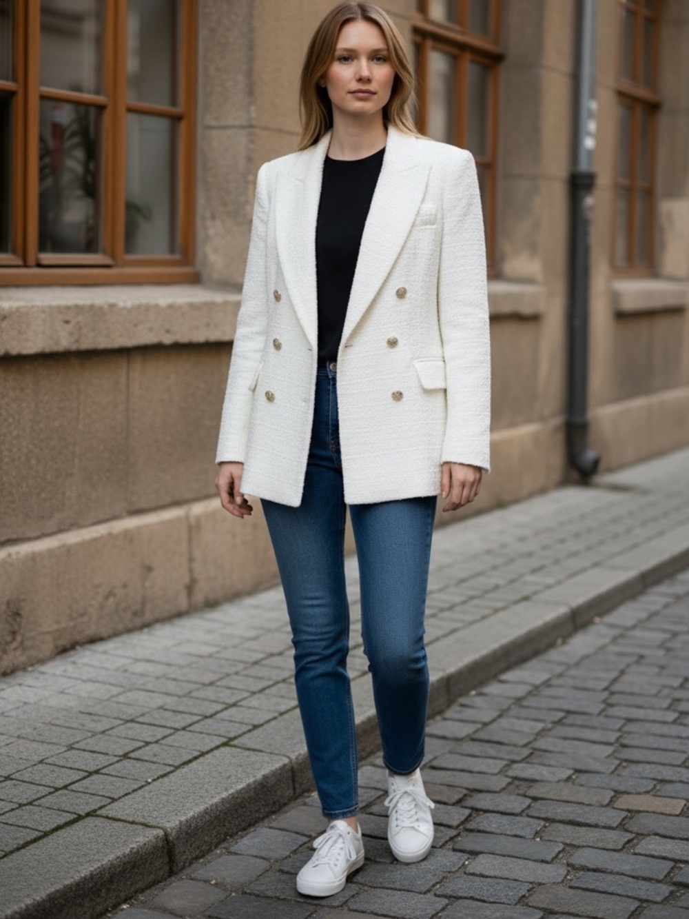 ZARA IVORY DOUBLE BREASTED TEXTURED WEAVE TWEED BLAZER JACKET XS - Picture 14 of 14